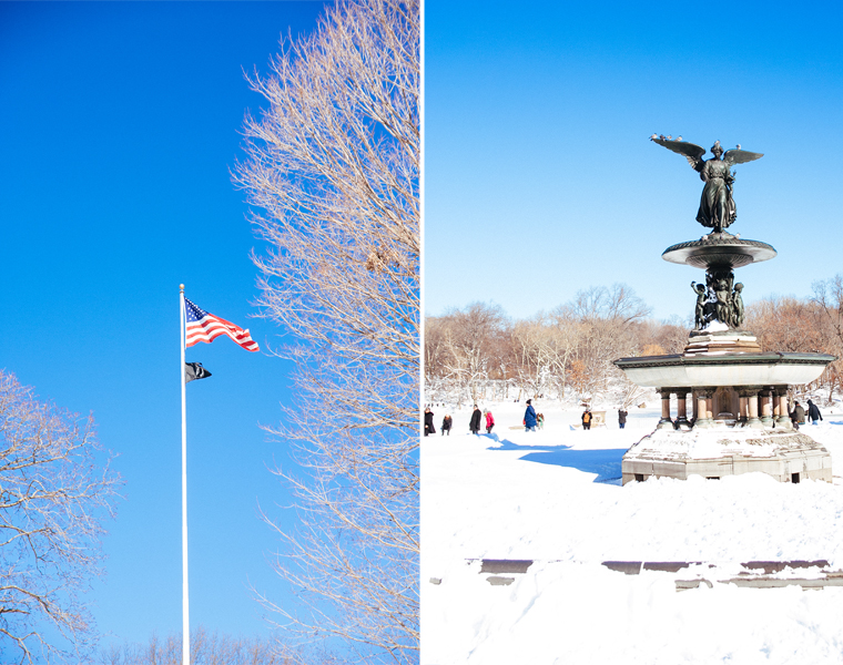 Bethesda Fountain in Central Park in Black & White, during a winter  snowstorm. Blizzard in Manhattan, New York City Stock Photo - Alamy