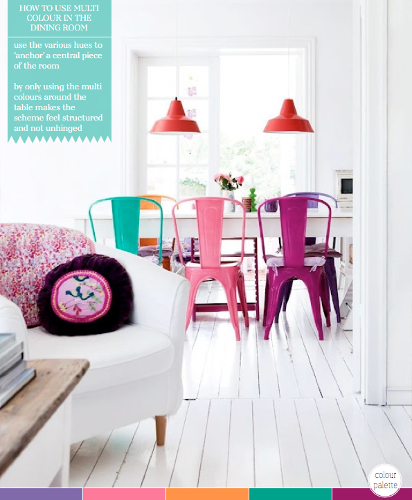 Colour Palette Multi Coloured Dining, Bright Pink Dining Chairs