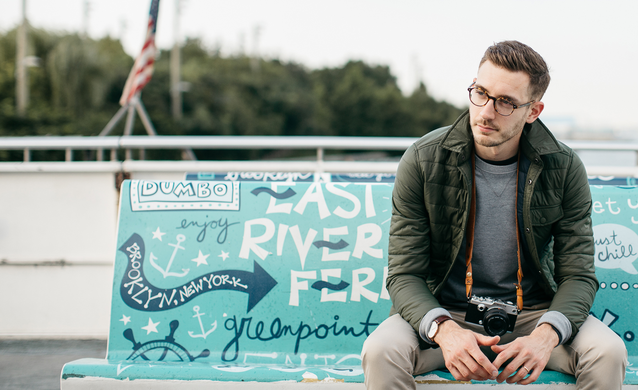 Layering with a green jacket for Fall