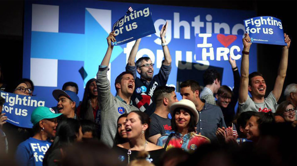 Hillary Clinton winning primary rally NYC