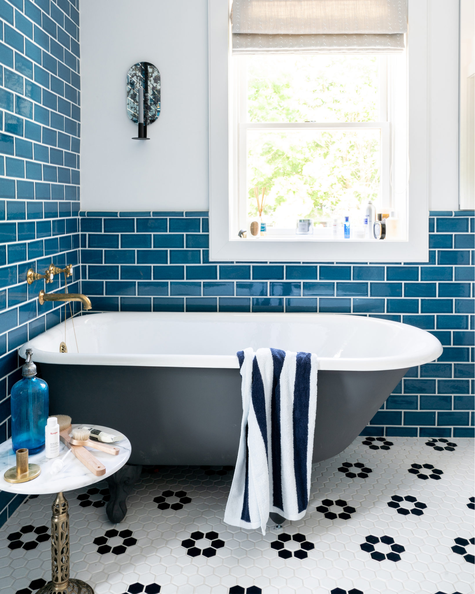 blue subway tile bathroom