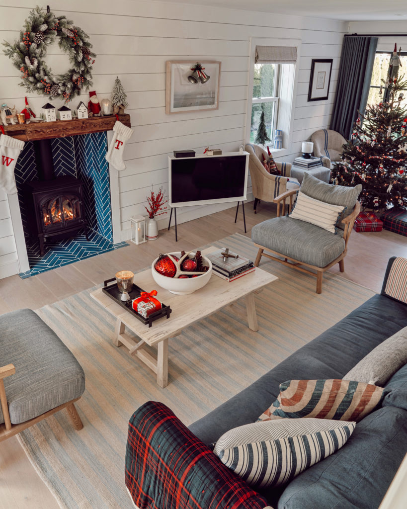 a beach house decorated for the holidays