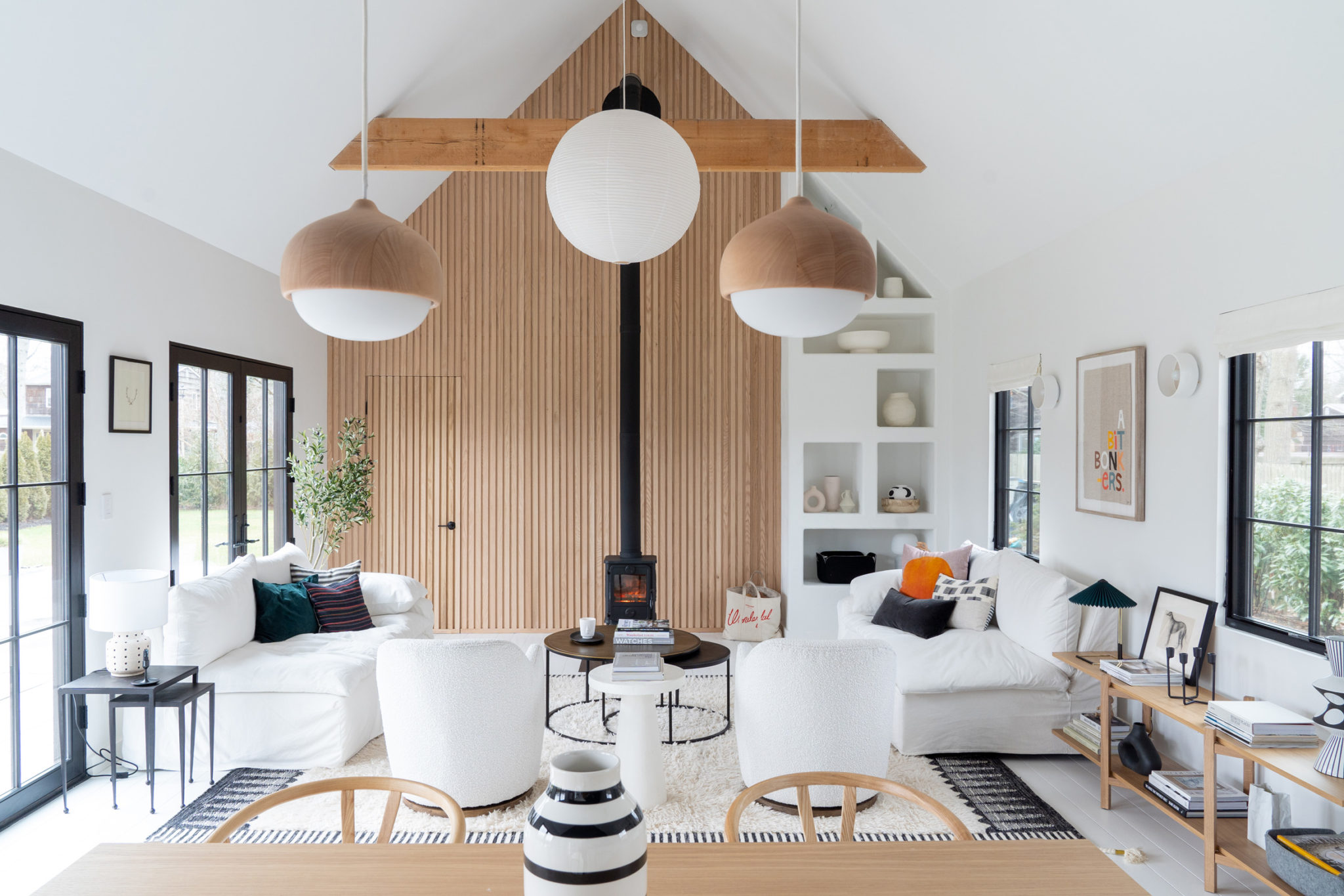 Scandinavian living room with stove